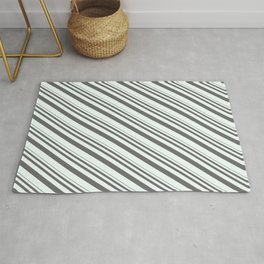 [ Thumbnail: Dim Gray & Mint Cream Colored Striped/Lined Pattern Rug ]