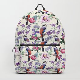Bird and flowers. Backpack | Pattern, Typography, Plants, Painting, Iris, Love, Peony, Nature, Azalea, Botany 