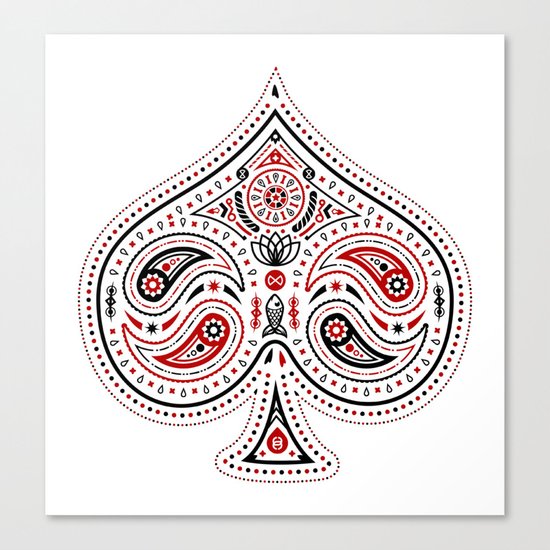 83 Drops - Spades (Red & Black) Canvas Print