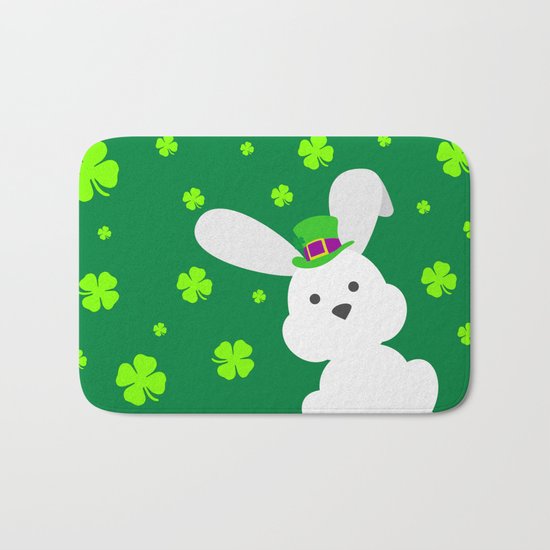 ST. PATRICK'S DAY BUNNY (abstract animals nature flowers happy irish, patricks) Bath Mat