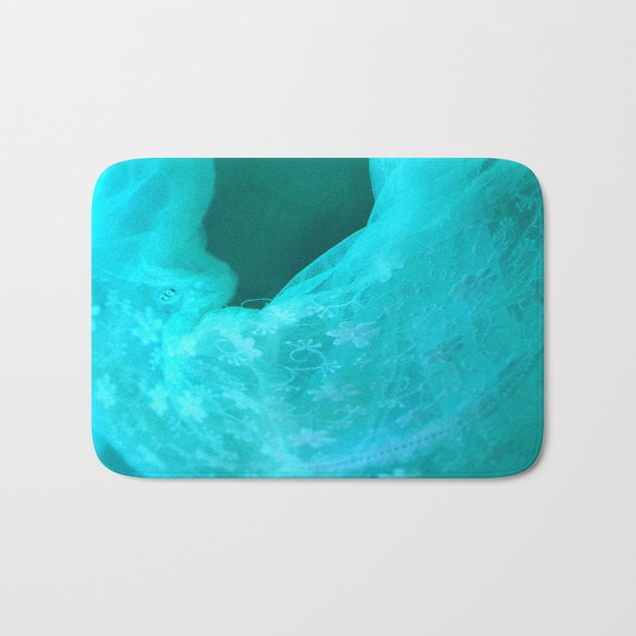 ghost in the swimming pool: aquagreen variations Bath Mat
