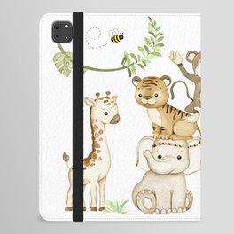 Watercolor Safari Jungle Animals  iPad Folio Case