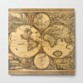 Antique World Map Metal Print