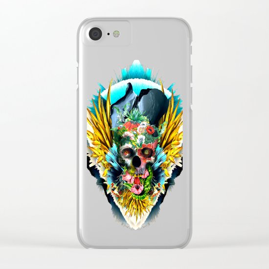 Floral Skull Vivid II Clear iPhone Case