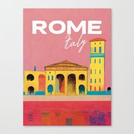 Mediterranean Rome City Travel Poster Retro Canvas Print