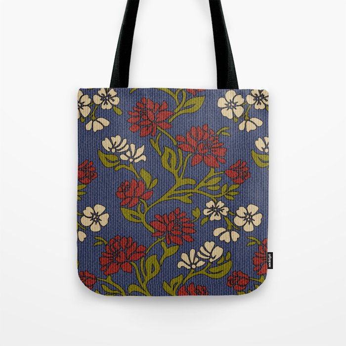 Vintage style victorian floral upholstery fabric Tote Bag by Dana