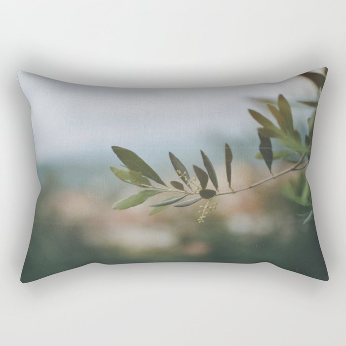 The Majestic Olive Tree Branch Rectangular Pillow
