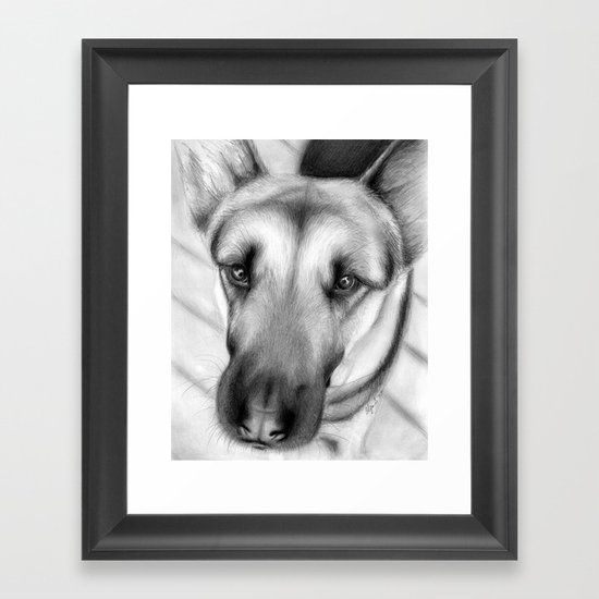 Dog Drawing German Shepherd Framed Art Print