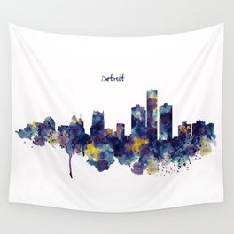Detroit Skyline Silhouette Wall Tapestry