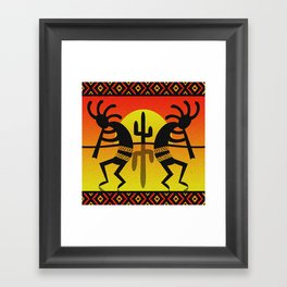 Southwest Kokopelli Desert Sunset Framed Art Print