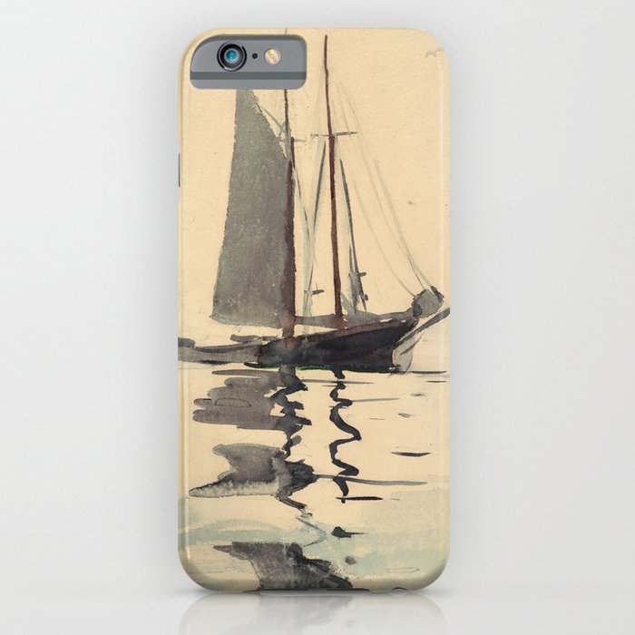 Vintage Schooner Sailboat Watercolor Painting (1894) iPhone Case