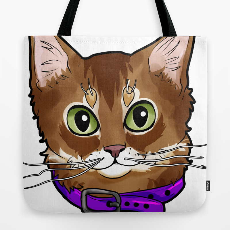Somali Cat Face Kitty Cats Cool Comic Funny Love Tote Bag By