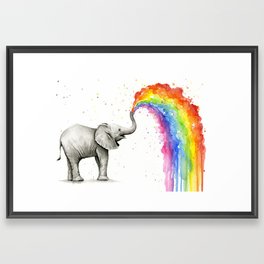 Rainbow Baby Elephant Framed Art Print