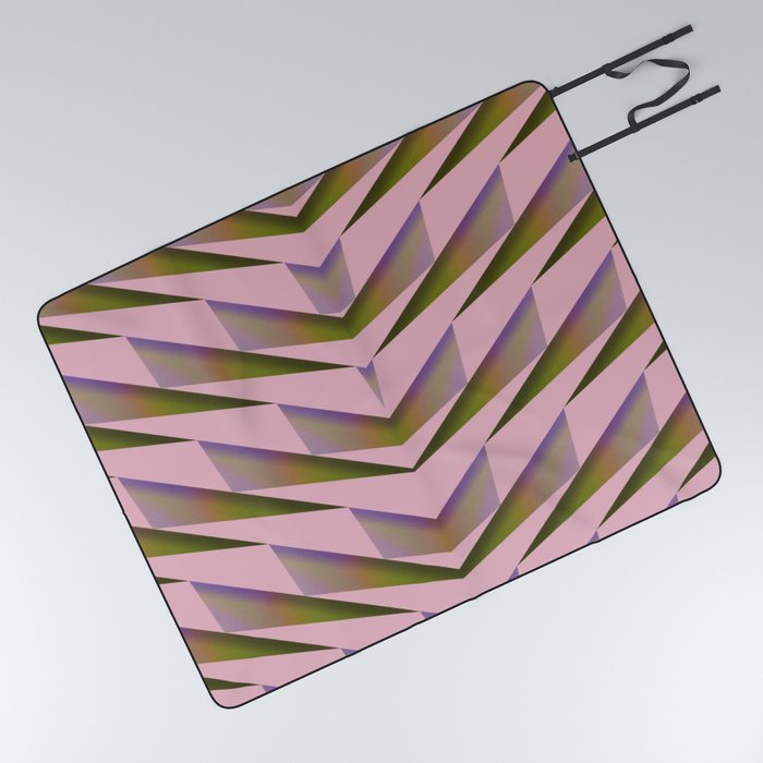 Modern Art Deco - Airbrush Geometric Shapes on Pink Picnic Blanket