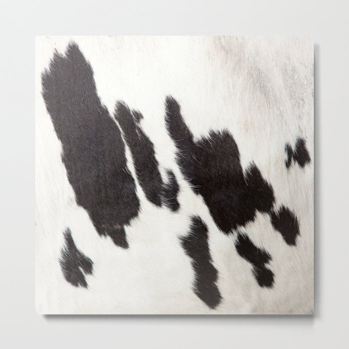 Black and White Cowhide, Cow Skin Print Pattern Metal Print