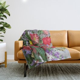 Vivid Bouquet Floral Arrangement Brightly Colored Throw Blanket