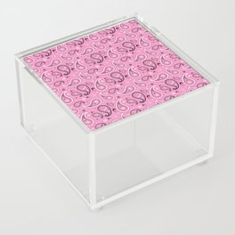 Black and White Paisley Pattern on Pink Background Acrylic Box