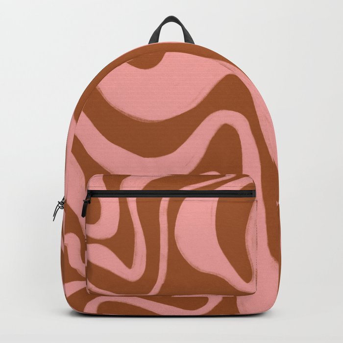 70s Retro Liquid Swirl in Burnt Orange + Pink Backpack