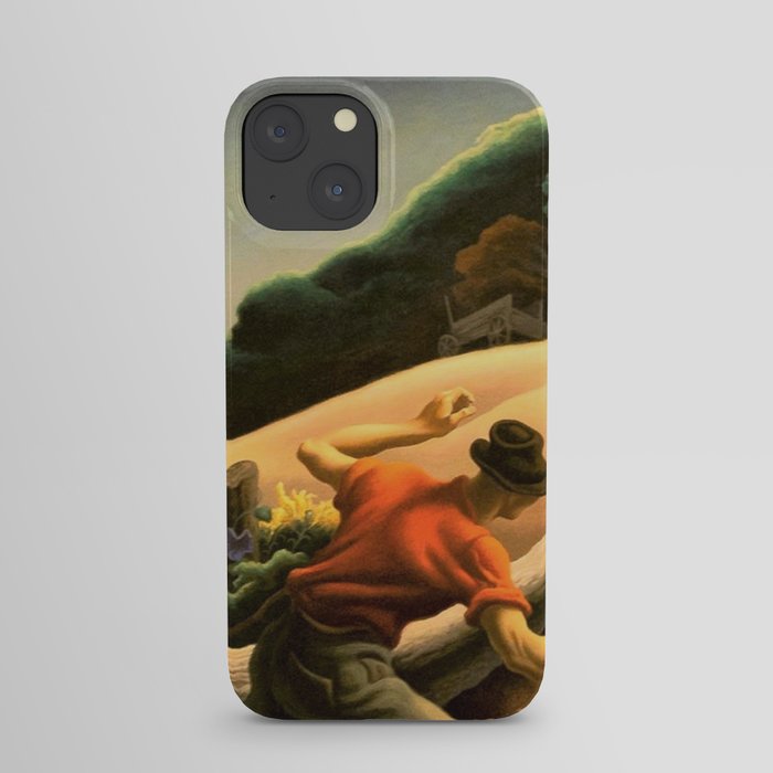 The Great Plains, Achelous and Hercules Mural Panel 1 landscape painting by Thomas Hart Benton iPhone Case