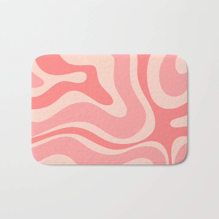 Blush Pink Modern Retro Liquid Swirl Abstract Pattern Square Bath Mat