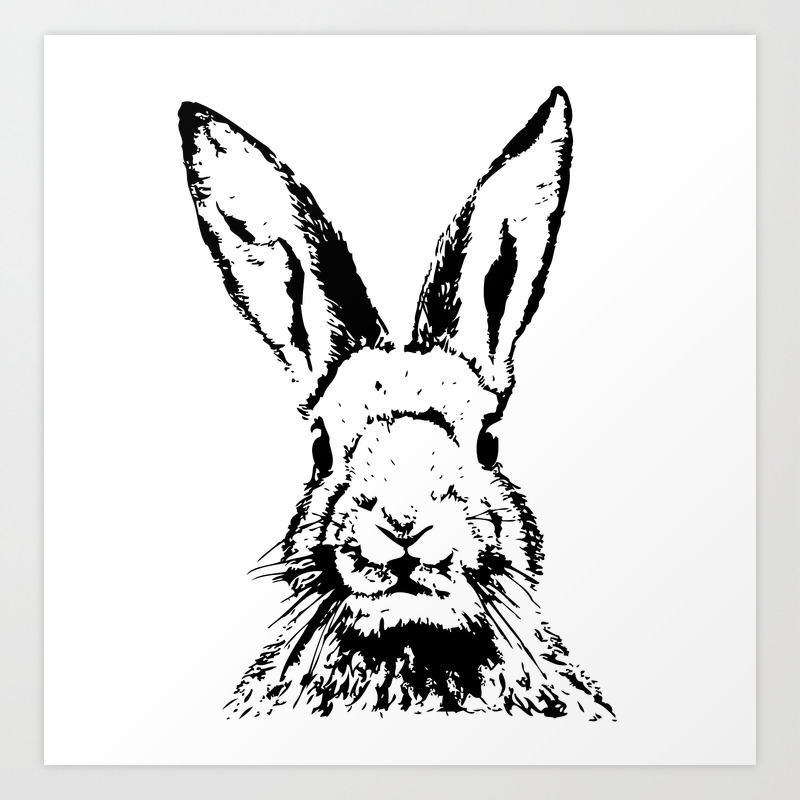 Lucky Rabbit Ears Black White Art Print By Rabbitblack Society6
