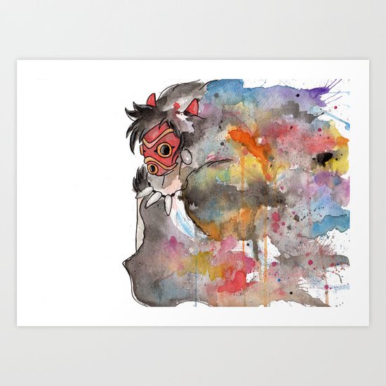 Rainbow Princess Mononoke Art Print