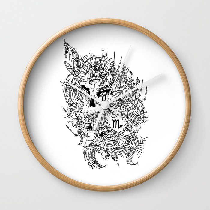 Scorpio Skull Zodiac Sign For October And November Birth Day Gift Wall Clock By Belinto Society6