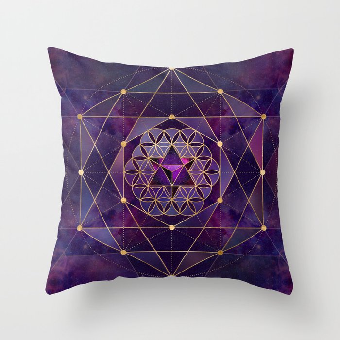Merkabah in flower of life - Sacred Geometry Throw Pillow