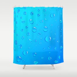 Water Droplets on Blue Background. Shower Curtain
