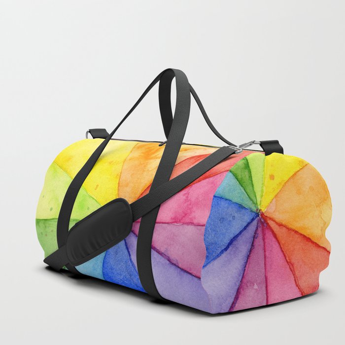 Rainbow Watercolor Geometric Pattern Duffle Bag