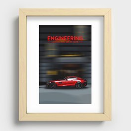  RED Supercar driving trough the urban streets Recessed Framed Print