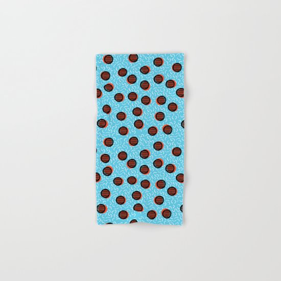 Swish - abstract retro throwback 1980s neon basketball sports college dorm pattern print bright fun Hand & Bath Towel