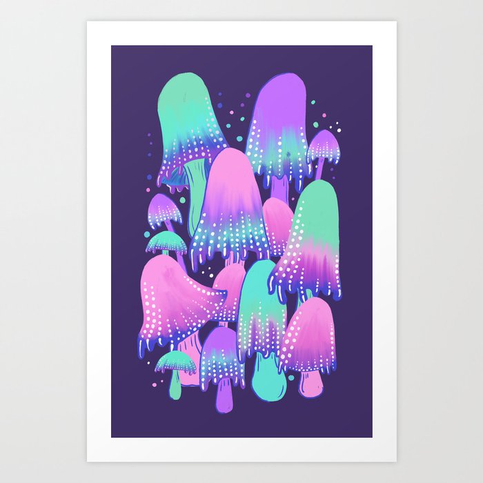 Glow Shrooms Art Print