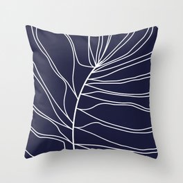 Leaf Navy and White Throw Pillow