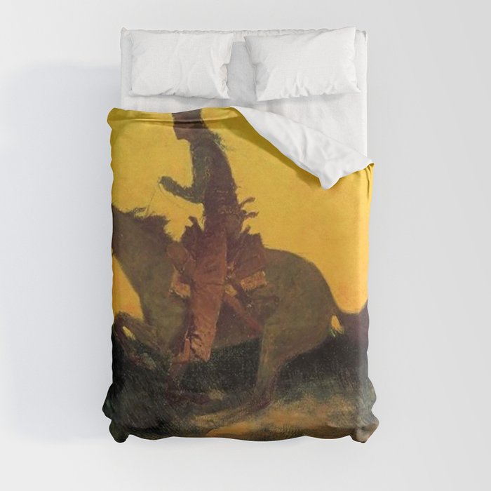 Frederic Remington Western Art “Against the Sunset” Duvet Cover