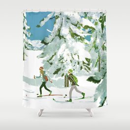 Cross Country Skiing Shower Curtain