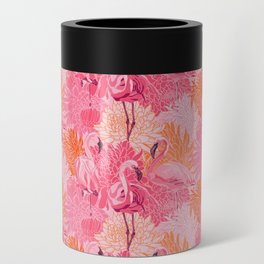 Flamingos and Flowers Pattern Can Cooler