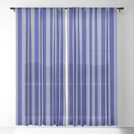 [ Thumbnail: Light Slate Gray and Blue Colored Lines/Stripes Pattern Sheer Curtain ]
