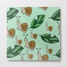 Snails eating leaves Metal Print