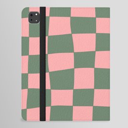 Hand Drawn Checkerboard Pattern (sage green/pink) iPad Folio Case