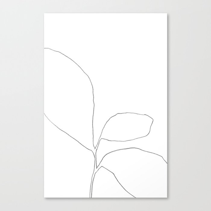 Three Leaf Seedling - Minimalist Botanical Line Drawing Canvas Print