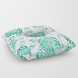 Sea Turtle Pattern - Blue Floor Pillow