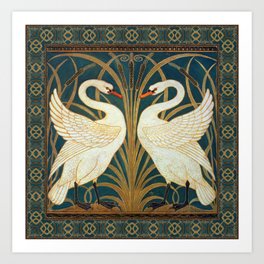 Walter Crane Two Swans Art Nouveau Painting Art Print