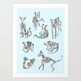 Skeleton cat Art Print