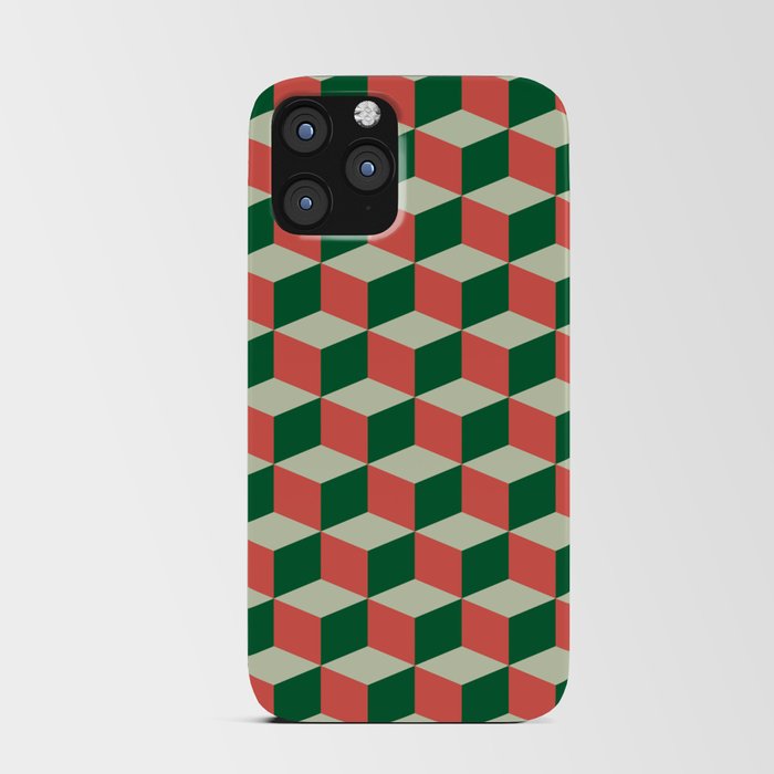 Geometric Blocks | Red and Green iPhone Card Case