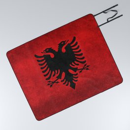 Flag of Albania, Grungy look Picnic Blanket