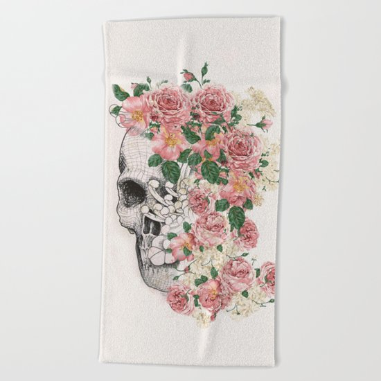 Flowers skull Beach Towel