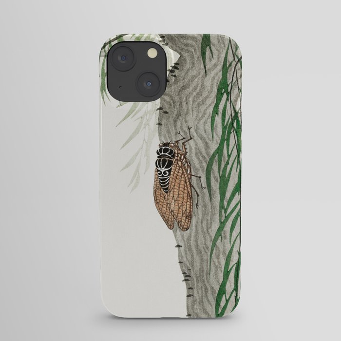 Cicada on a weeping willow tree - Japanese vintage woodblock print iPhone Case