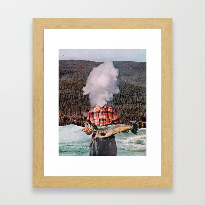 River Cabin Mashup Framed Art Print