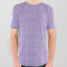 A Pair of Drying Protea, One Line Drawing, Purple Floral Pattern All Over Graphic Tee